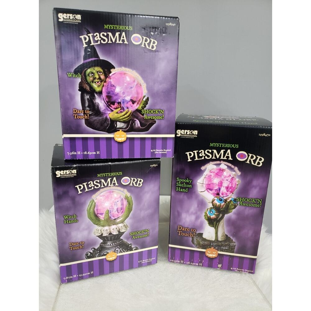LOT 3‎ NEW Plasma Orb Witch Hand Skeleton Fortune Teller Halloween Lamp Decor